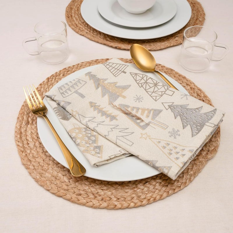 Blue Needles Set of 12 Christmas Buffalo Plaid Cloth Napkins - 100% Cotton Christmas Trees Gingham Checked Napkins 18 x 18 Inches, Soft, Reusable & Washable Ideal for Festive Parties and Decoration - Image 2